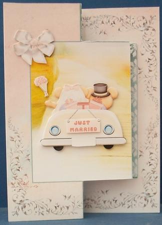 Just Married Cute Bears Fold Back Card by Cheryl French