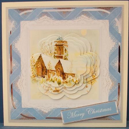 Vintage Church Christmas Scene by Cheryl French