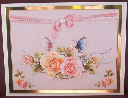 Shimmering Roses and Butterflies on Faux Envelope by Cheryl French