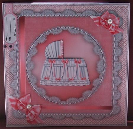 8x8 New Baby Girl with Lace and Pearls by Cheryl French
