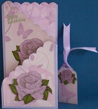 Lilac Rose Scallop Cascade Card by Cheryl French