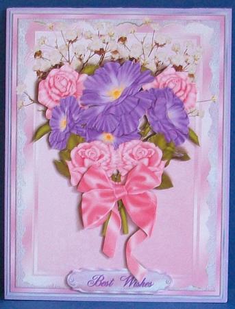 Bunch of Periwinkle and Roses Card Front by Cheryl French