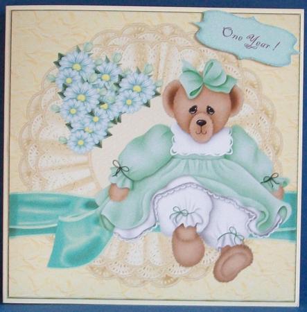 Girly Bear in Mint and Cream by Cheryl French