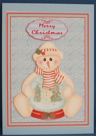 Merry Christmas Snowman Snow Globe 1 by Cheryl French