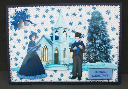 Christmas Carol Singers & Church A4 Topper by Cheryl French