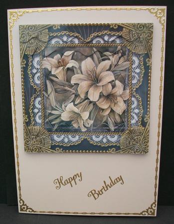 White Lillies 1 Spiral Wavy Edge Stacker Card Front by Cheryl French