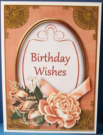 Peach Rose Birthday Wishes 7x5in Decoupage Step by Step by Cheryl French
