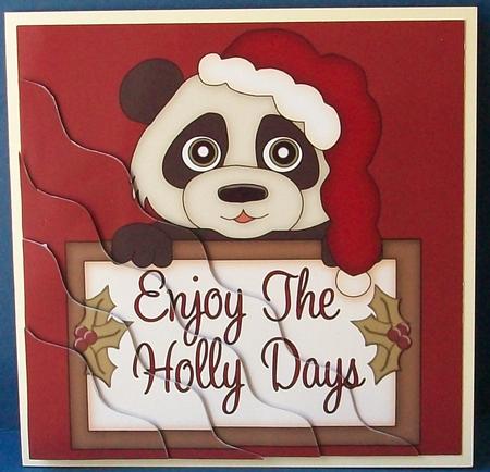 Cute Panda and Christmas Sign Square Wavy Corner Stacker 1 by Cheryl French