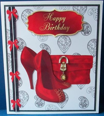 Stylish Quick Card Front with Shoes and Bag by Cheryl French