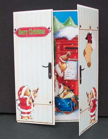 Teddy with Robin in Santa Clothes,gatefold by Cheryl French