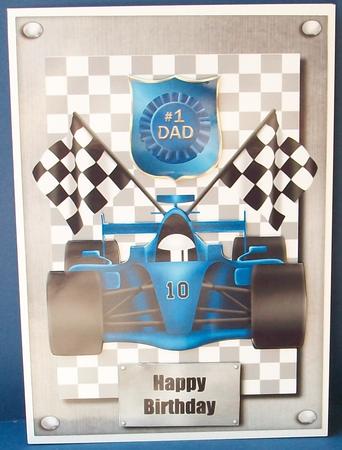 Blue Formula Race Car by Cheryl French