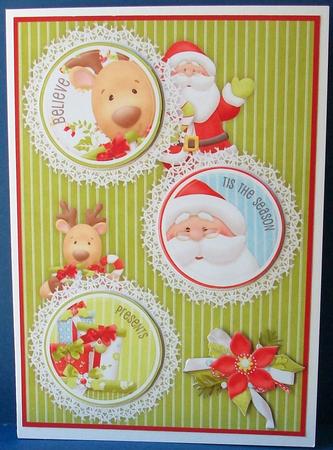 Christmas Santa and Reindeer Quick Card Front by Cheryl French