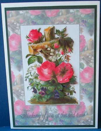 Roses Violets Wooden Cross Sympathy by Cheryl French