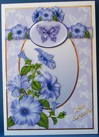 Blue Petunias and Butterfly by Cheryl French