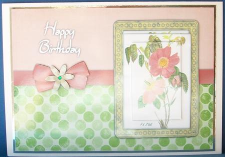 Dog Rose Watercolour Pyramage Card - Coral Pink & Pistachio by Cheryl French