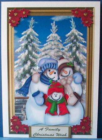 Happy in the Snow Decoupage Card Front by Cheryl French