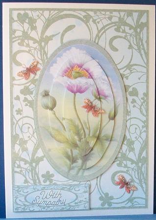 Pink and White Poppies Card Front Pyramid by Cheryl French