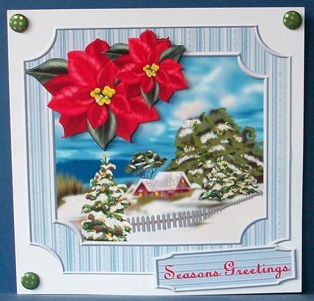 Christmas Snowscene and Poinsettias by Cheryl French