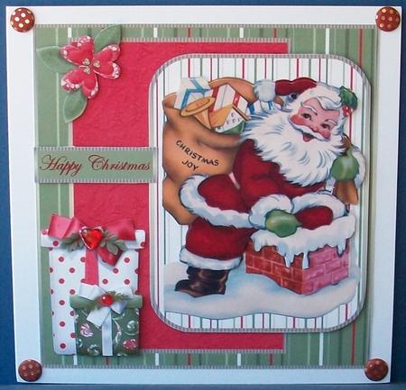 Santa Going Down the Chimney by Cheryl French