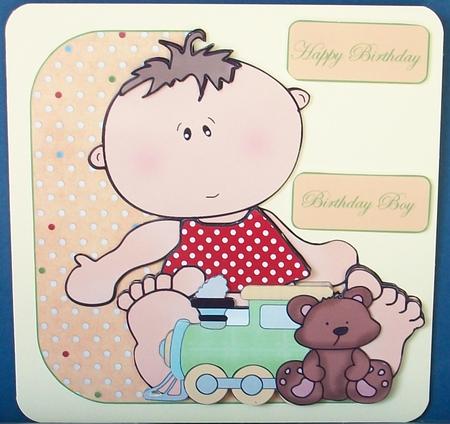 Baby Boy Birthday Train Over the Edge by Cheryl French