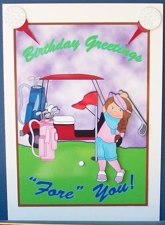 Golfing Lady - Birthday Greetings  by Cheryl French