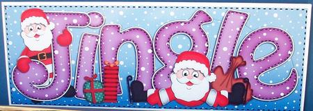 Large Dl Xmas Jingle with Santa Quick Card with 3D Decoupage by Cheryl French