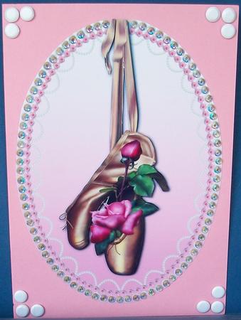 Golden Ballet & Pink Rose in a Pearl Frame by Cheryl French