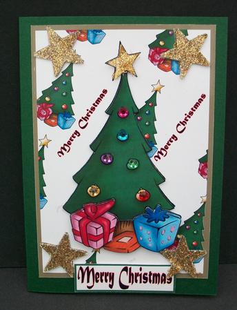 Christmas Glitter Hearts Topper by Cheryl French
