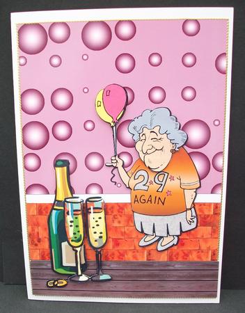 29 Again Quick Card Front with Decoupage and Ages by Cheryl French