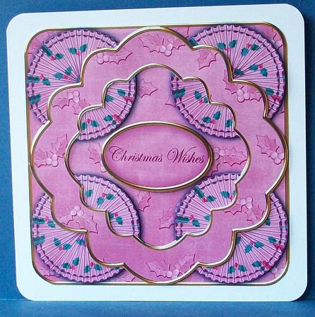 Pink Holly Christmas Wishes 3D Rosette Decoupage Topper by Cheryl French