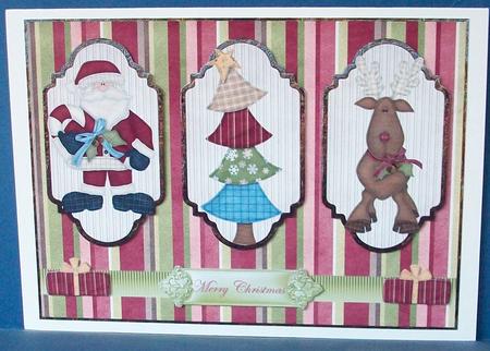 Santa Tree and Reindeer Panel Card by Cheryl French