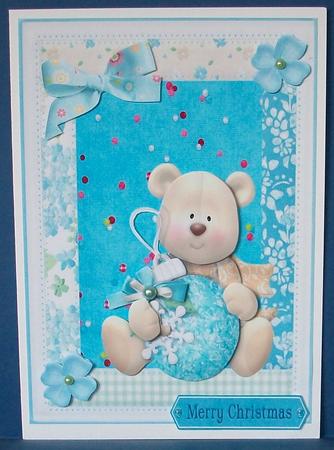 Gorgeous Teddy Bear with Bauble by Cheryl French
