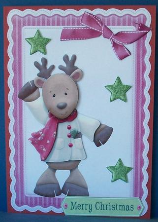 Gorgeous Reindeer with Burgundy Scarf by Cheryl French