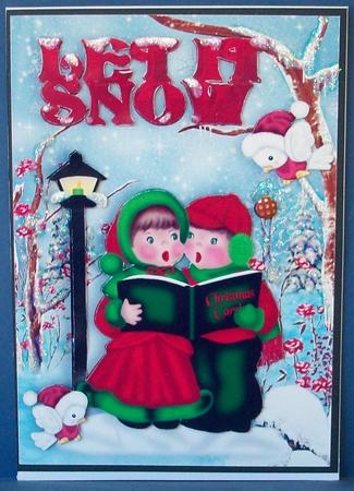 Carol Singers in the Snow with Robins by Cheryl French