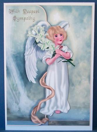 Sympathy Angel with Lilies Fancy Edge Envelope Card by Cheryl French