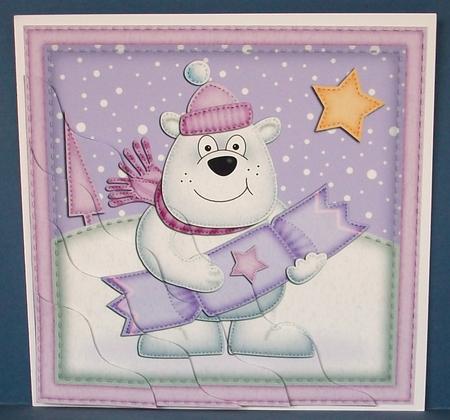 Xmas Polar Bear's Cracker Wavy Corner Side Stacker by Cheryl French