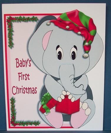 Baby Girl First Christmas Elephant by Cheryl French