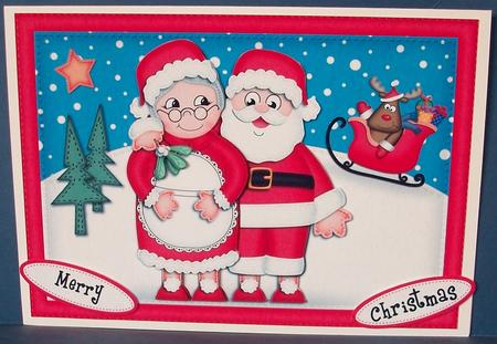 A5 Xmas Mr & Mrs Claus Quick Card N 3D Decoupage by Cheryl French