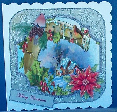 Vintage Holly Robin and Red Poinsettias by Cheryl French