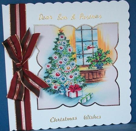 Christmas Tree and Gifts Card Front with Stackers by Cheryl French