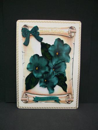 Jade Green Flowers on Scroll by Cheryl French