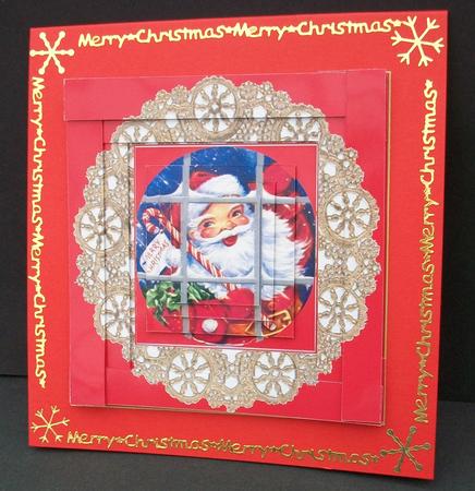 Santa Through the Window Edge Stacker Pyramid by Cheryl French