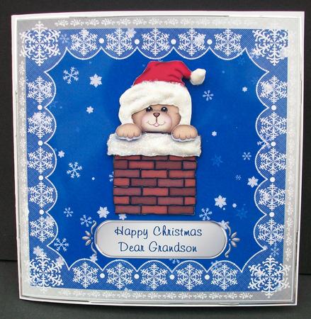 Santa Bear in Chimney - Son,daughter , Grandson,granddaughte by Cheryl French