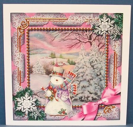 Christmas Stream Snow 5in Square Folded Picture Card by Cheryl French