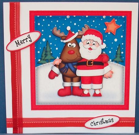 Xmas Santa & Rudolph Quick Card N 3D Decoupage by Cheryl French
