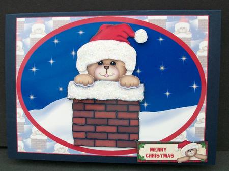 Santa Bear in a Chimney Decoupage by Cheryl French