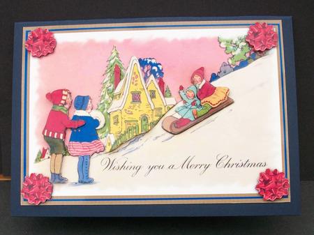 Christmas Fun in the Snow Decoupage Topper by Cheryl French