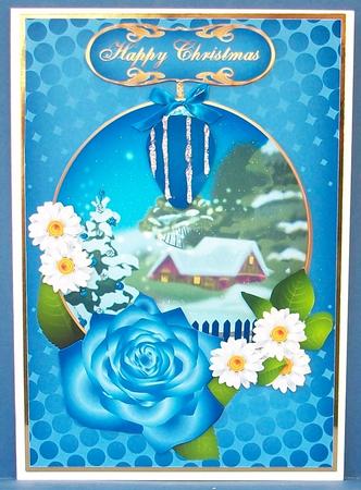 Christmas Quick Card with Scene and Flowers by Cheryl French