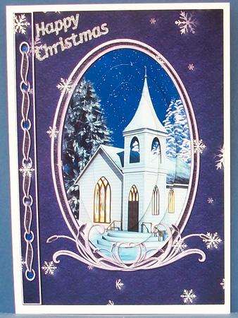 Christmas Church Snow Scene by Cheryl French