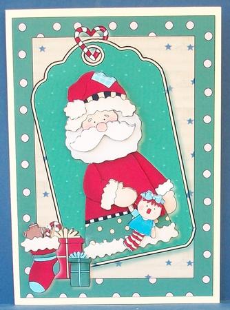 Father Christmas Swinging Tag Card Front by Cheryl French